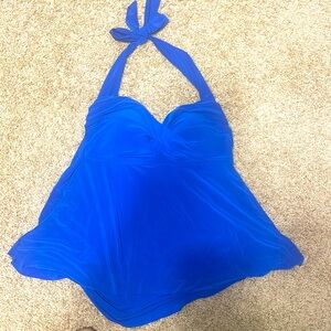Cobalt Blue Bathing Suit Top. Flowy. Built in cups. Halter style that you tie